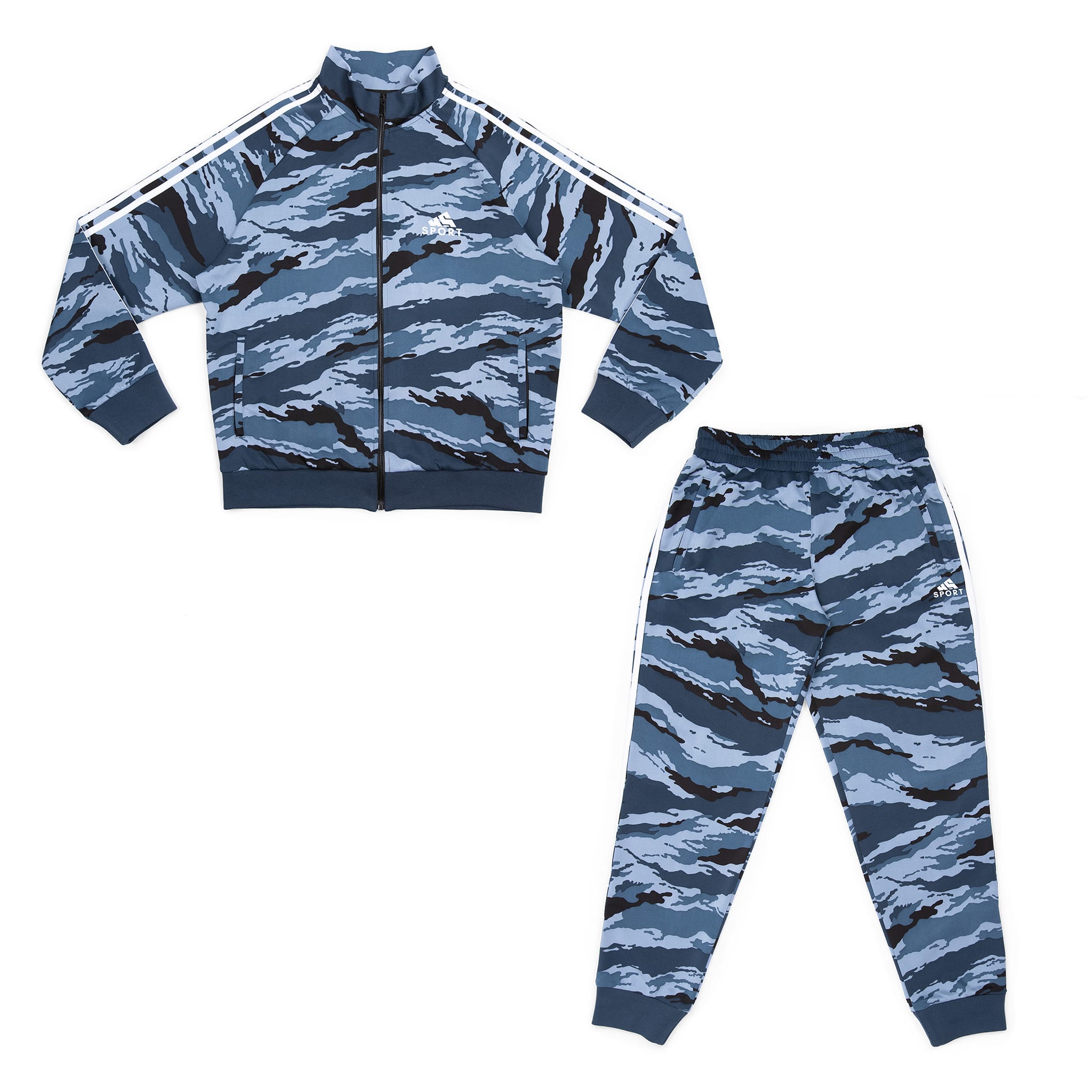 Men's Tiger Camo Track Suit Set with Drawstring Waistband ST568 - Tiger Camo -Large Men's Tiger Camo Track Suit Set with Drawstring Waistband ST568 - Tiger Camo -Large