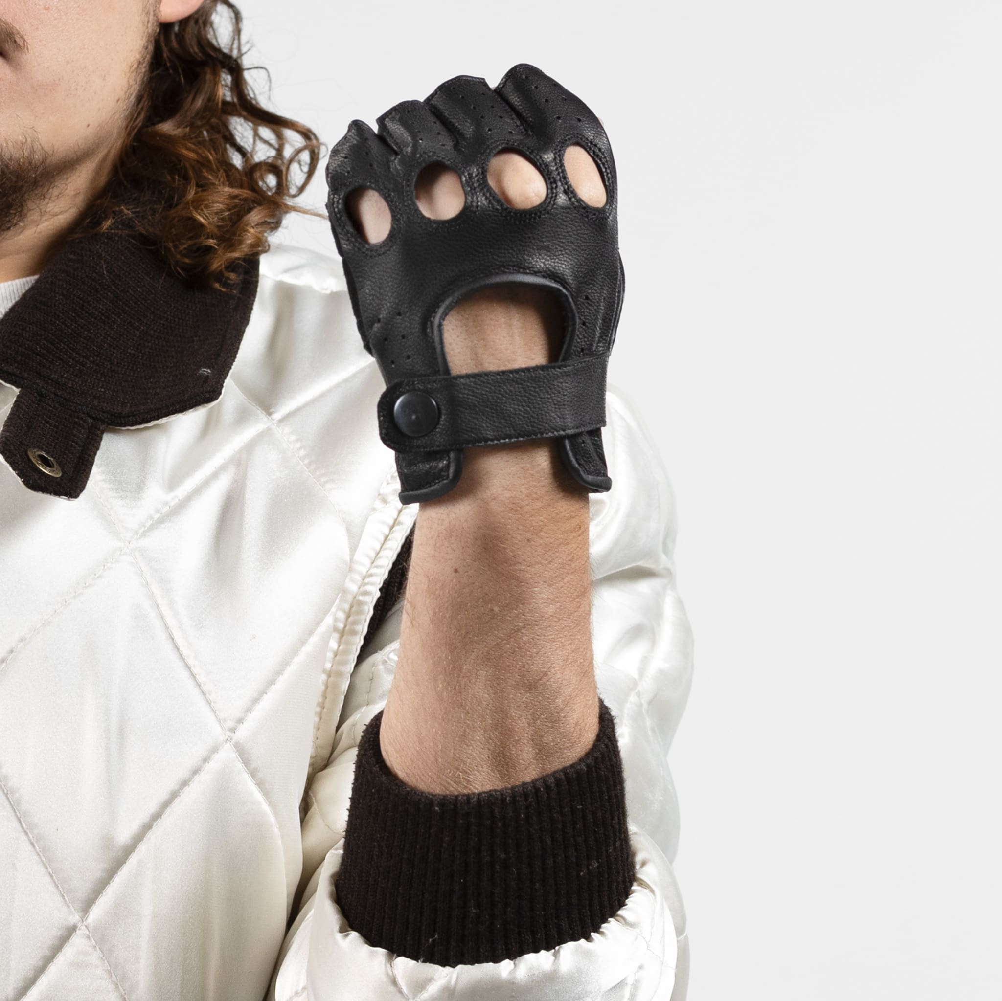 "Vodila" Leather Fingerless Driver Gloves
