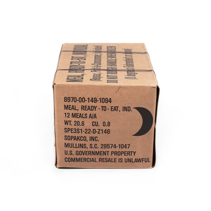 Case Of 12 USGI Meals, Ready To Eat (MRE)