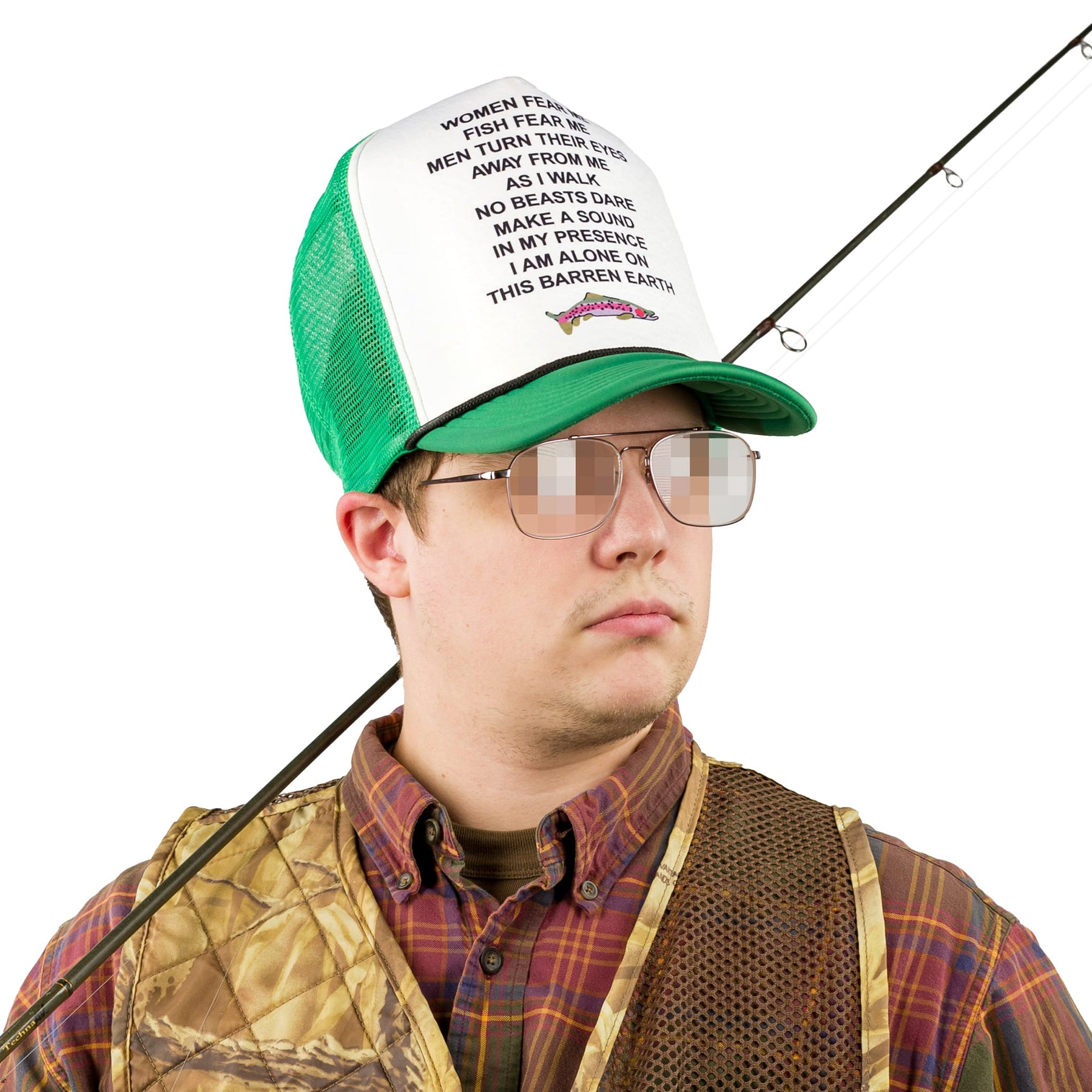 Oh My god!Interesting Pattern Trucker hat Fish hat AllBlack Funny