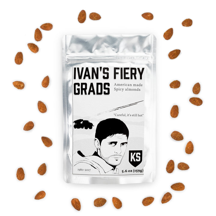 Ivan's Fiery Grads: Mylar Packed Spicy Almonds